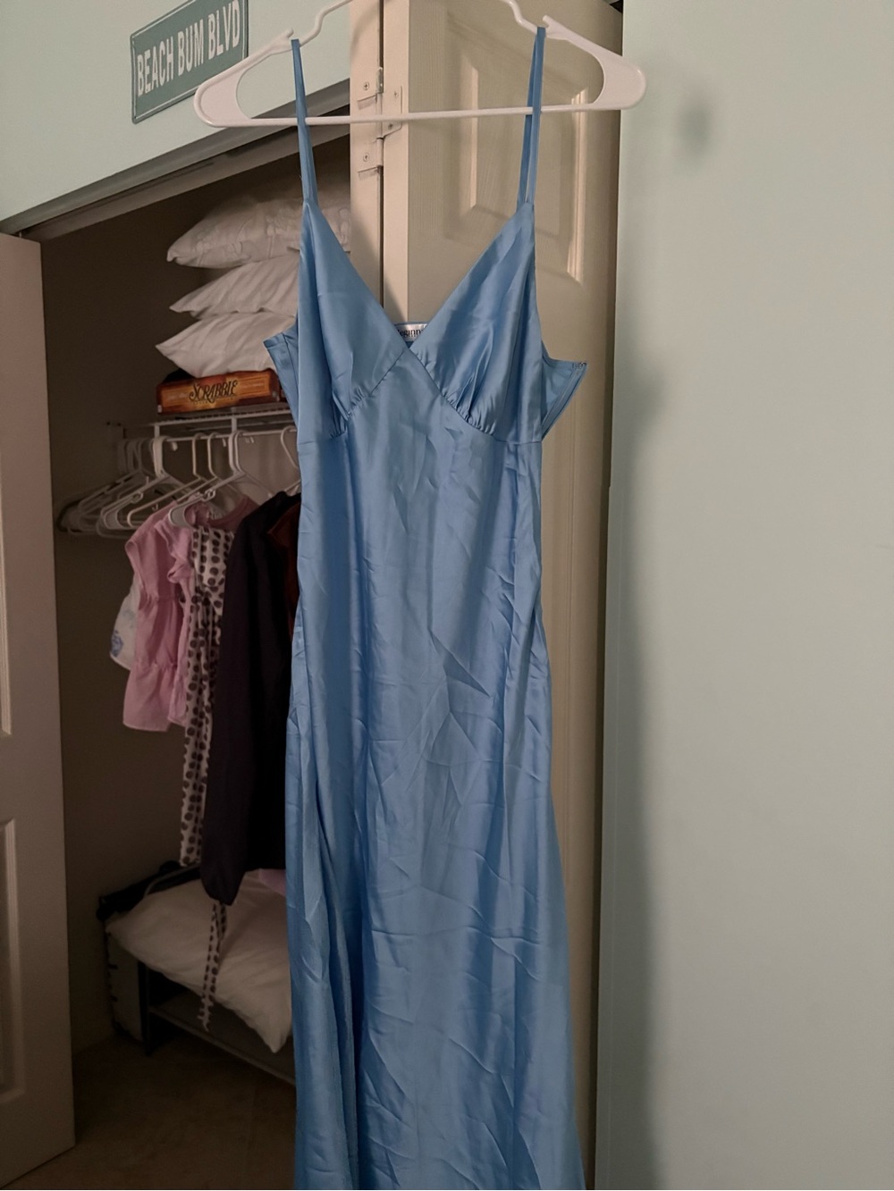 Light Blue Satin Slip Dress